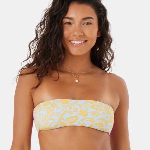 Tapestry Patchwork Bandeau Lace Up Bikini Top