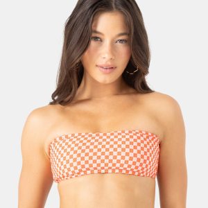 Flower Power Lace Up Bandeau Bikini Top