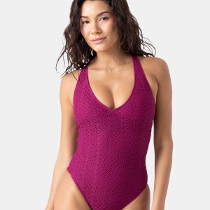 Crochet Plunge One Piece Swimsuit