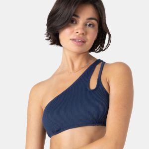 Rib Roxy Love Asymmetrical Bralette Bikini Top