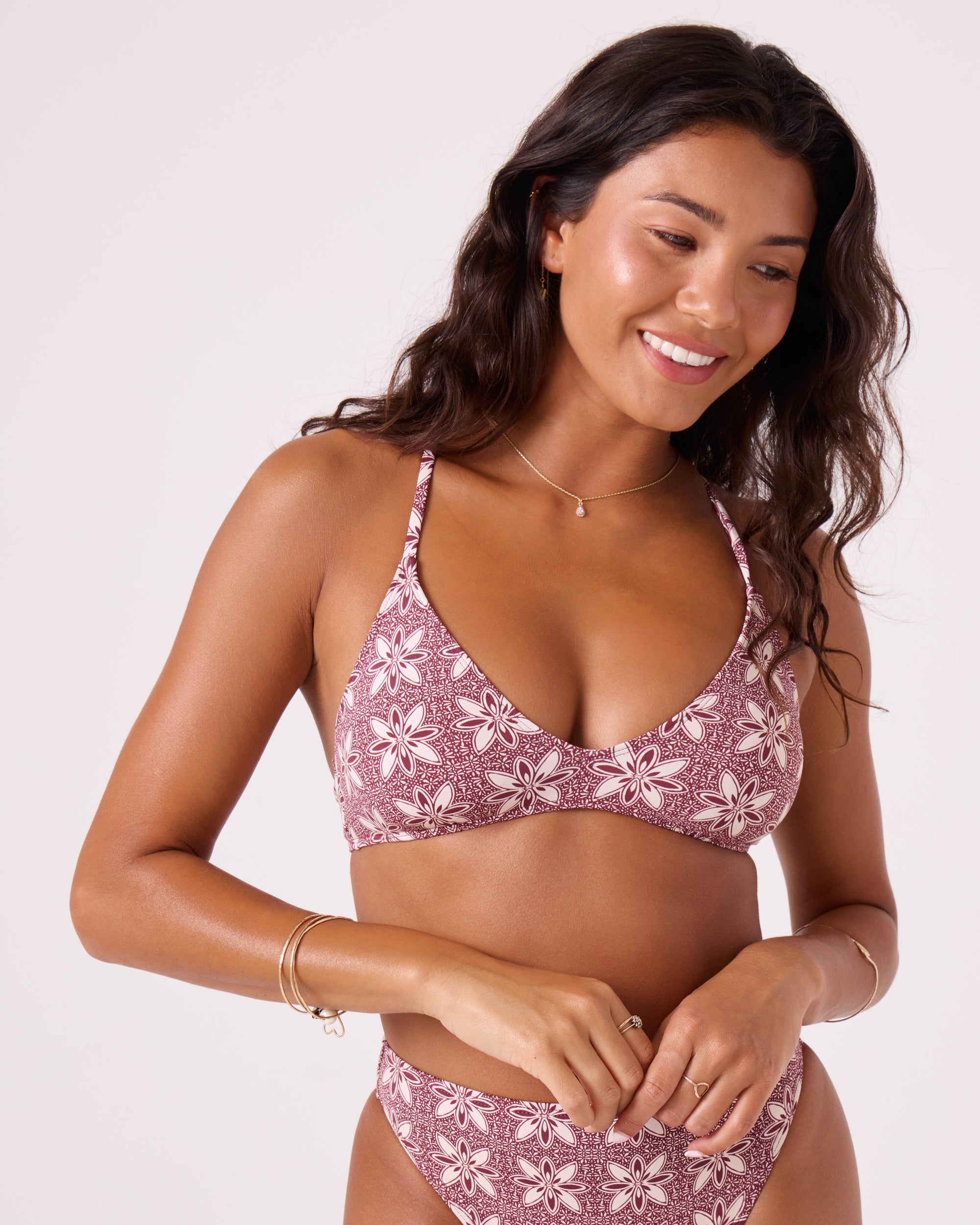 Batik Bloom Athletic Triangle Bikini Top - Image 3