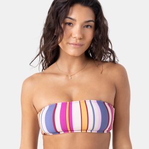 Sunset Swells Lace Up Bandeau Bikini Top