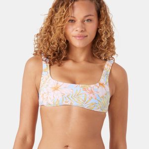 Tropical Square Neck Bralette Bikini Top
