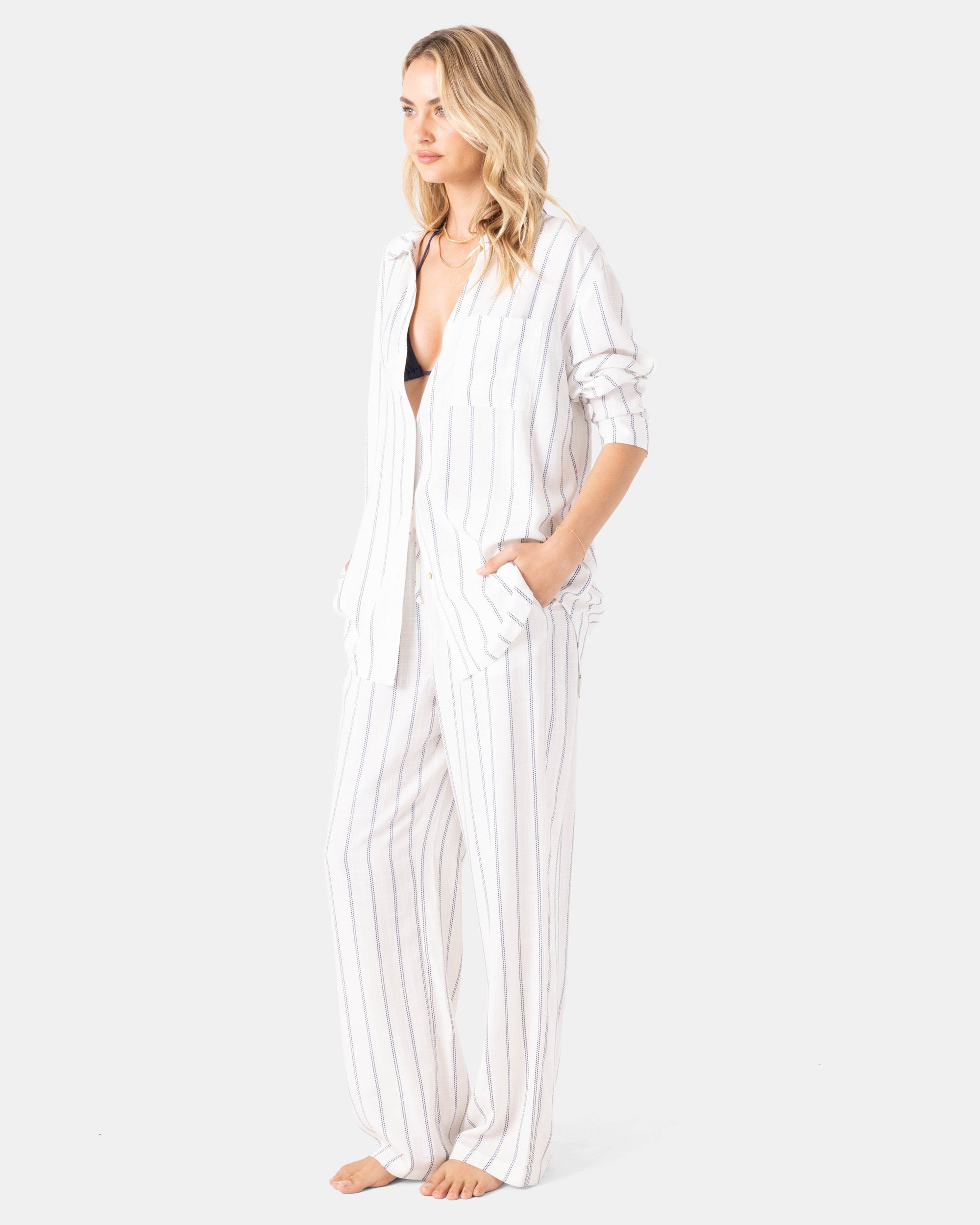 After Surf Stripe Cover Up Shirt Dress Kaftan - Image 6