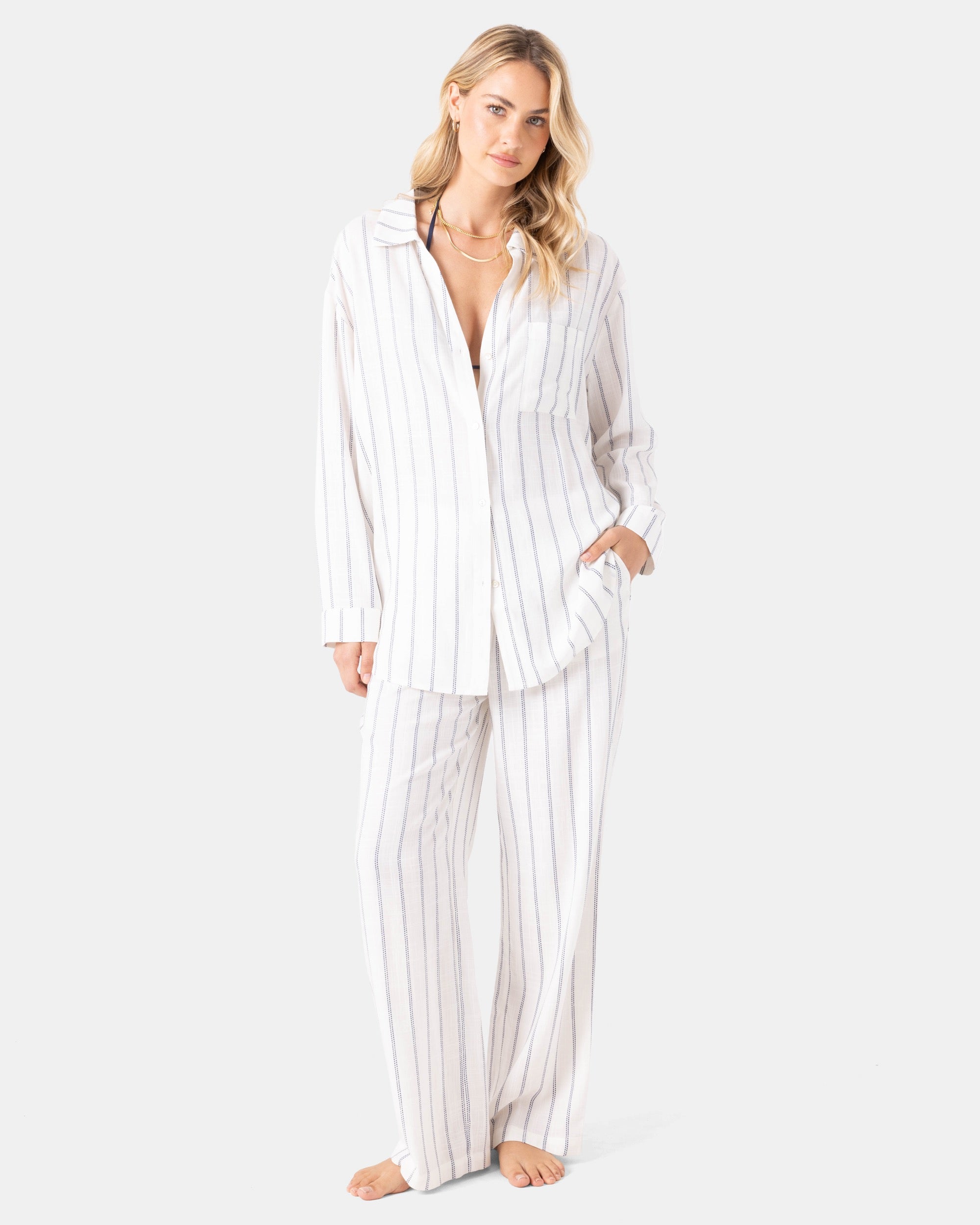 After Surf Stripe Cover Up Shirt Dress Kaftan - Image 5
