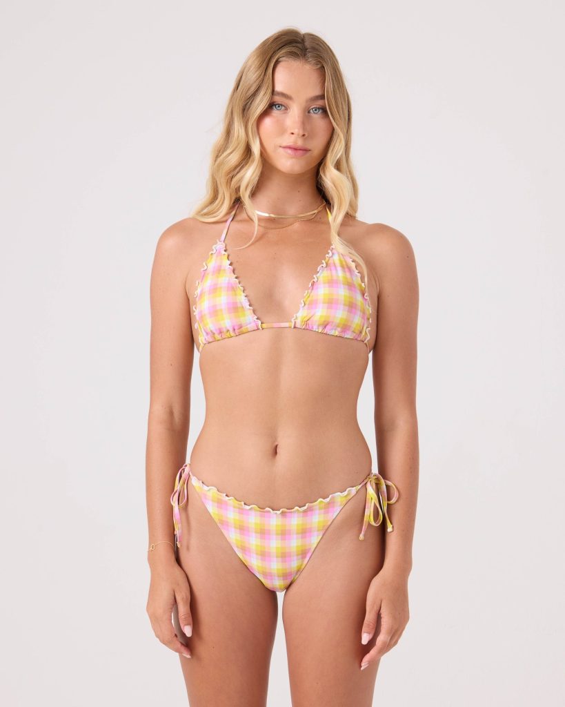 Check Me Out Mini Tiki Triangle With Ruffle Edge Bikini Top