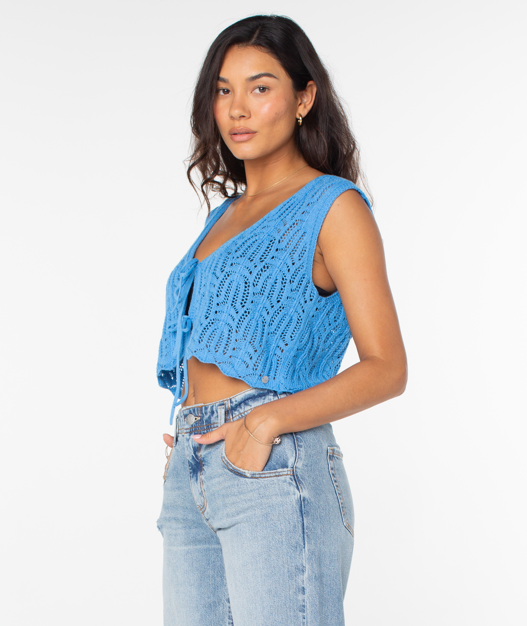 Beach Bound Crochet Vest Sweater - Image 3
