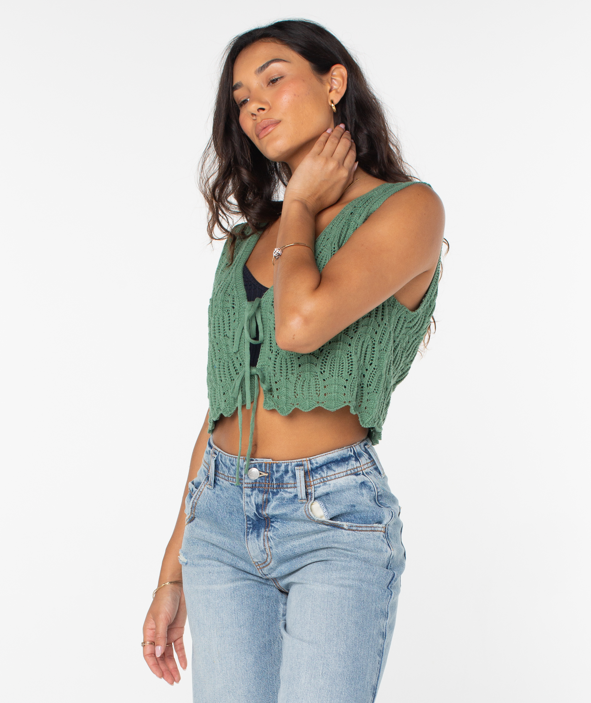 Beach Bound Crochet Vest Sweater - Image 3