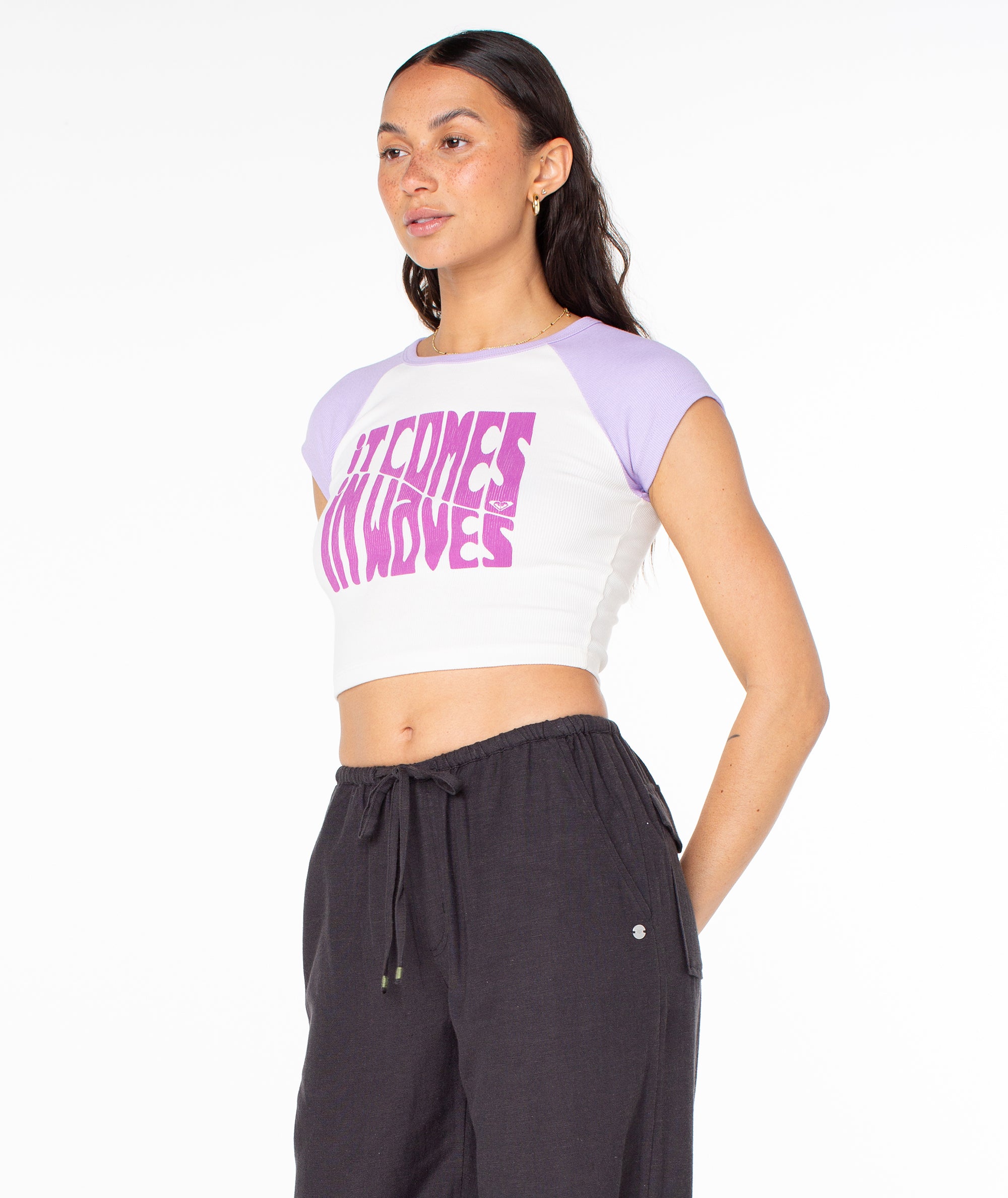 Comes In Waves Cropped Baby Tee - Image 3