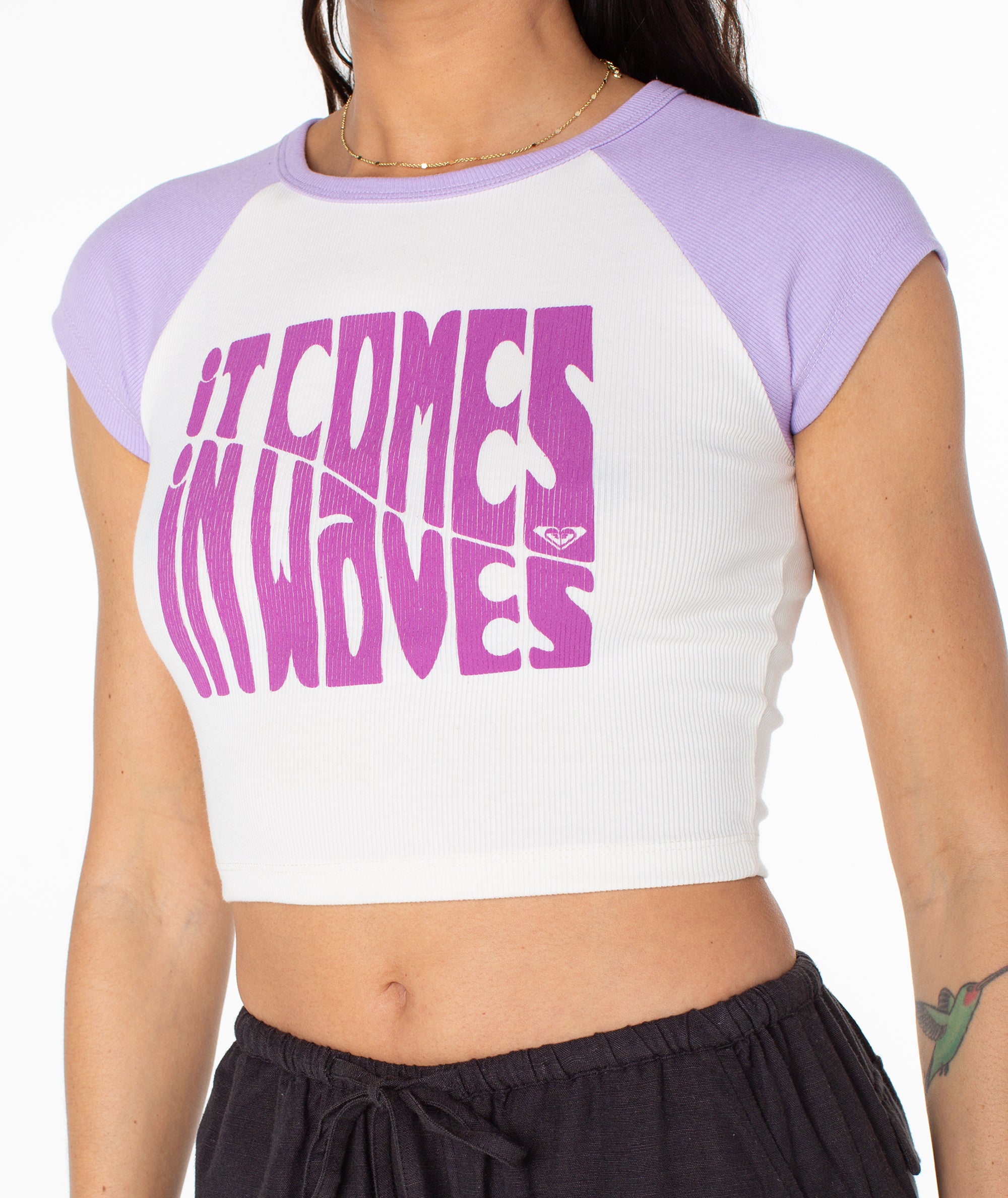 Comes In Waves Cropped Baby Tee - Image 4