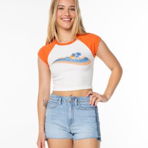 Wave Stripe Cropped Baby Tee